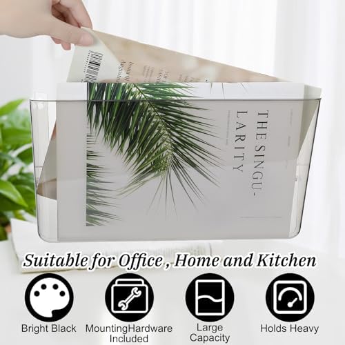 Colarr 8 Pcs Wall File Holder Organizer Plastic Wall Mount Mail Organizer with Screws Single Pocket Hanging Folder Paper Magazine Holder for Walls Office Home Classroom(Gray) - Image 4