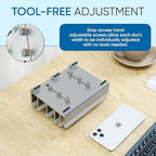 Elestoria 5- Slot Vertical Laptop Stand - Aluminum Laptop Stand Vertical for Desk - Adjustable Width (12-38mm) Fits MacBook Pro/Air, Surface & Gaming Laptops Upto 17.3 (Grey) - Image 3
