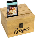 4"x6" Recipe Card Storage Box Phone/Tablet/Card Holders on Top Bamboo Wood Chest by ZenEarthInspired