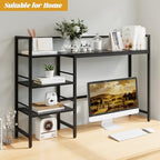HavenlyYouth Desk Shelf, 45.4 Inch Wood Desk Organizer Shelf for Computer Monitor, Desk Hutch Storage, Desktop Shelf for Top of Desk, 3 Tier Desktop Bookshelf for Home Office Dorm, Black - Image 2