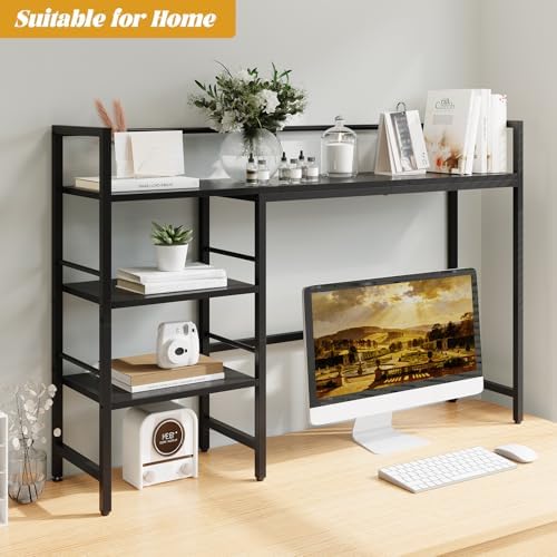 HavenlyYouth Desk Shelf, 45.4 Inch Wood Desk Organizer Shelf for Computer Monitor, Desk Hutch Storage, Desktop Shelf for Top of Desk, 3 Tier Desktop Bookshelf for Home Office Dorm, Black - Image 2