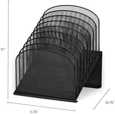 Safco Onyx Desk Organizer, 8 Tiered Vertical Compartments, Office and Classroom Mailbox , Paper and Mail Sorter, Steel Mesh, Black - Image 4