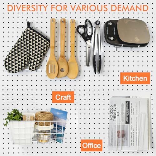 Pegboard Organizer Set 42Pack Peg Board Baskets Hooks Bins Cups(White Pink) - Image 4