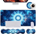 Keyboard Wrist Rest+Mouse Wrist Pad+Desk Pad Set,Memory Foam Ergonomic Easy Typing Pain Relief for Computer Laptop Office Home - Starry Sky Mandala by DSRGRGFDJ