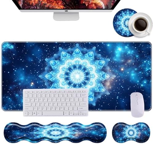 Keyboard Wrist Rest+Mouse Wrist Pad+Desk Pad Set,Memory Foam Ergonomic Easy Typing Pain Relief for Computer Laptop Office Home - Starry Sky Mandala by DSRGRGFDJ