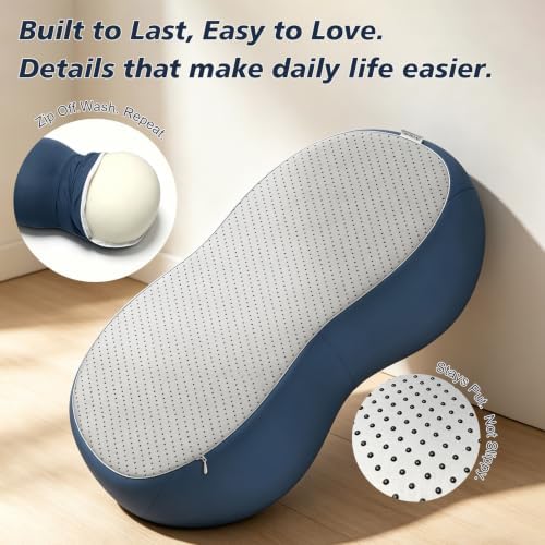 Foot Rest Under Desk, Memory Foam Ergonomic Foot Stool, Navy Blue - Image 7