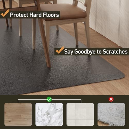 Area Floor Mat for Home, 3'×5' Black No SlipVinyl Area Rug for Hard Floor - Image 4