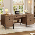 63" Executive Desk with 6 Drawers & 2 Storage Cabinet by Unknown