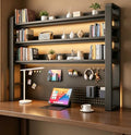 Desk Shelf Organizer with Pegboard & Storage Accessories, 2-Tier Desk Hutch Desktop Storage Rack, Desk Shelf for Office and Home Office Black Frame/Black Board (4-Tier) 61"×9.8"×48.5" by Unknown