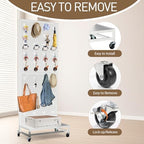 Eastern Tree Metal Pegboard Display Stand 2'x 5'with Base Plate, Pegboard Panels Display with Wheels, Peg Board Display Rack, Standing Pegboard Display with 30 Hooks - White - Image 2