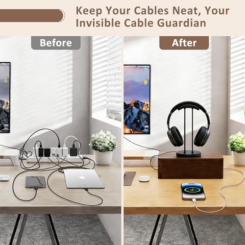 Large Acacia Wood Cable Management Box - Cord Hider&Organizer for TV Wires - Image 6