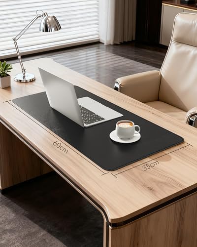 YSAGi Genuine Leather Desk Mat, 23.6"x13.8" Office Desk Pad, Thick Desk Pad Mat with Stitched Line, Non-Slip Desk Mat with Rubber Base (Black, 23.6"x13.8") - Image 6