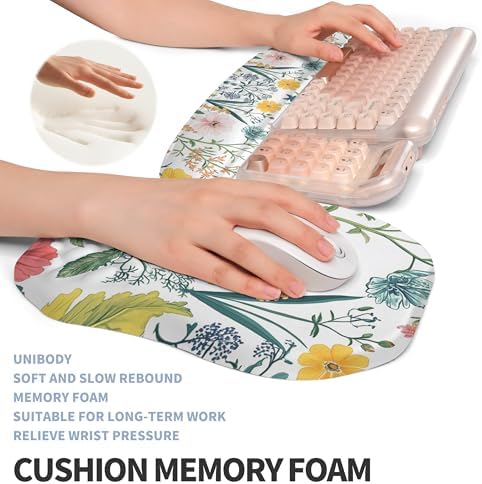 2-in-1 Ergonomic Set, Wave Keyboard Wrist Rest and Massage Slope Mouse Pad Wrist Support, Rebound Memory Foam for Relieve Carpal Tunnel Syndrome and Wrist Pain (Pink Flowers) - Image 4