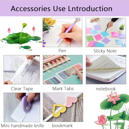 Office Supplies,Purple Desk Accessories,Desk Organizer,Stapler,Tape Dispenser,Folding Phone Stand,Scissors,Notebook,Staple Remover,Staples,Clear Tape,Sticky Notes,Clips,Cool Pen,Bookmark,Ect.22pcs - Image 4