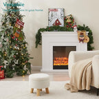 Small Ottoman with Storage, Small Storage Ottoman Round, Sherpa Foot Stool with Legs, Ottomans and Footstools for Living Room and Entryway (White) - Image 2