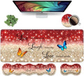 Ergonomic Keyboard Wrist Rest & Mouse Pad Wrist Rest Set,Large XXL Gaming Desk Mat 31.5"x 11.8",Non-Slip Base, Memory Foam,Easy Typing Pain Relief for Office & Home,Red Glitter Quote Live Laugh Love by Unknown