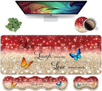 Ergonomic Keyboard Wrist Rest & Mouse Pad Wrist Rest Set,Large XXL Gaming Desk Mat 31.5"x 11.8",Non-Slip Base, Memory Foam,Easy Typing Pain Relief for Office & Home,Red Glitter Quote Live Laugh Love by Unknown