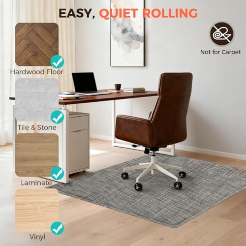 BAGAIL Office Chair Mat for Hardwood Floor, 48"x60" Heavy Duty Computer Chair Mat - Fast Flat & Smooth Glide - Non-Slip Desk Chair Floor Protector for Home Office - Brown - Image 5
