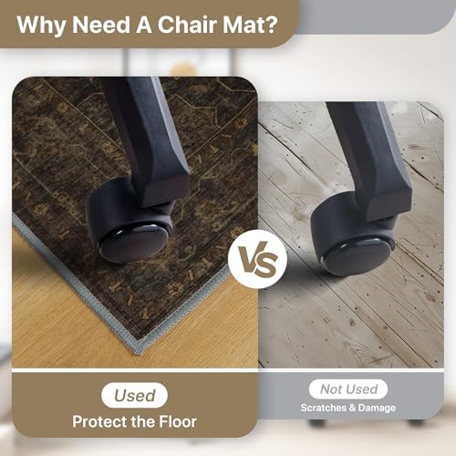 48"x60" Office Chair Mat for Hardwood Floor, Non-Slip Charcoal Brown - Image 4