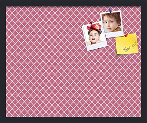 PinPix 22x18 inch Cork Bulletin Board. This Decorative Framed Pin Board Comes with Diamond Pattern in Hot Pink Design and Satin Black. Ideal for Home, Office Decor or School (PinPix-302) by PinPixBulletinBoards