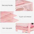 Lavatino 2 Pack 8-Tier Office Desk File Organizer, Letter Tray Paper Organizer with Handle, Including 5 Adjustable Slide Trays for Organizing Desk Workspace Accessories and Supplies (Pink Mesh) - Image 3