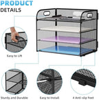 Marbrasse 2 Pack 4 Tier Paper Organizer Letter Tray - Mesh Desk File Organizer with Handle, Paper Sorter Organizer for Letter/A4 Office File Folder Holder (Black, 12.6" x 9.1" x 10.7") - Image 4