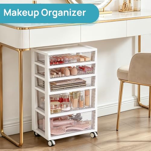 Vtopmart 5-Tier Plastic Drawer Storage Rolling Cart with Wheels - Image 7