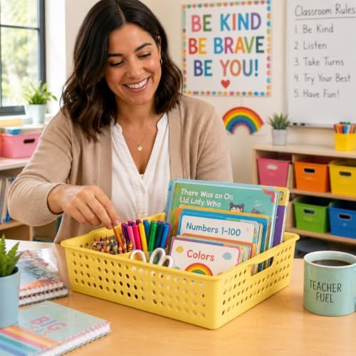 12 Pack Turn‑In Paper Trays for Classroom, Pastel - Image 7