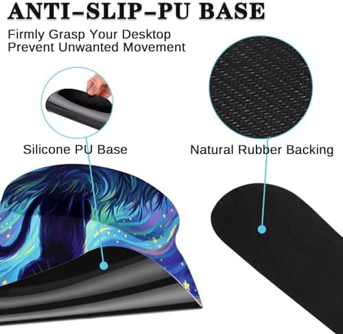 Arttown Keyboard Mouse Pad Set, 4 in 1 Desk Mat Set Cat Galaxy - Image 5