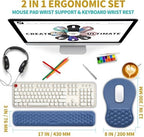 Hokafenle 2 in 1 Ergonomic Mouse Pad Wrist Support & Wrist Rest for Computer Keyboard Set, with Relieve Carpal Tunnel Pain Massage Bulge and Full Memory Gel Design (2In1 Set, Midnight Blue) - Image 2