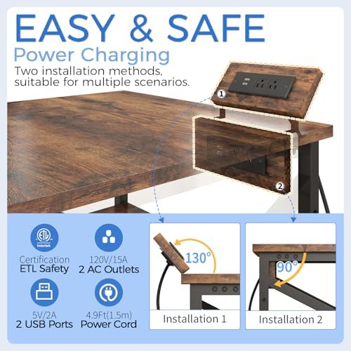 METYERRY 23.6"x23.6" Large Printer Stand with Power Outlet, 3 Tier Cart - Image 4