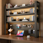 Desk Shelf-Includes a Pegboard and 31-Piece Storage Set, Desk Shelf Organizer for Top of Desk, Desk Hutch for Office & Home Office&Dorm (4-Tier Black Frame + Black Board 29.5×9.8×48.5") by Unknown