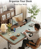 Aothia Faux Leather Desk Mat - Large Mouse Pad, Non-Slip PU Leather Blotter, Waterproof Writing Surface for Office and Home (Light Blue, 63" x 24") - Image 3