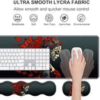 Ergonomic Keyboard Wrist Rest & Mouse Pad Wrist Rest Set, Large Gaming Desk Mat 31.5"x 11.8" with Non-Slip Base, Memory Foam, Easy Typing Pain Relief for Home & Office, Tattooed Girl and Red Butterfly - Image 3