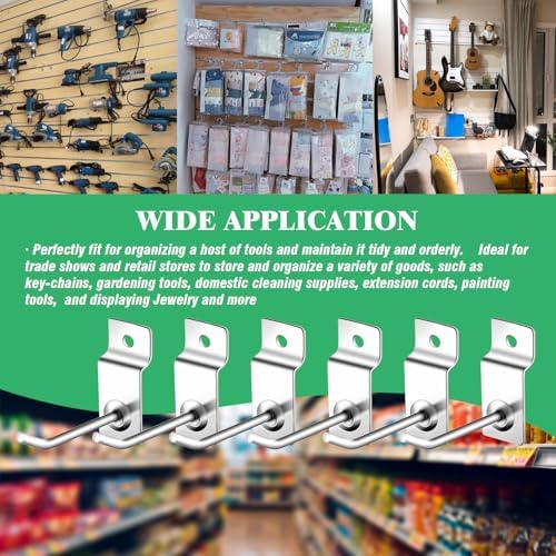 100Pcs Heavy Duty Slat Wall Display Hooks Bulk Set, Slatwall Accessories Pegboard Gridwall Display Hook Slat Wall Shelf Brackets for Retail Home (Silver, 2 Inches/5 CM) - Image 7