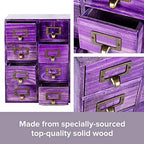 Purple 16-Slot Wooden Drawer Unit - Country Style Desk Organizer Box - 20"x3.6”x14” Wooden Storage Box w/ 16 Drawers - Countertop Drawers w/Label Holder & Handle - Slim 4-Level Organizer - Image 6
