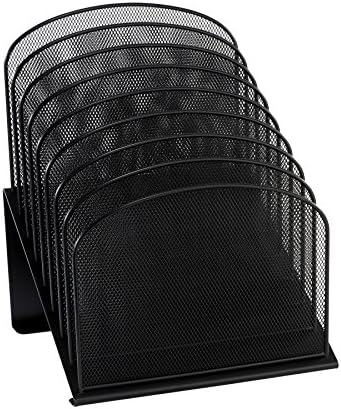 Safco Onyx Desk Organizer, 8 Tiered Vertical Compartments, Office and Classroom Mailbox , Paper and Mail Sorter, Steel Mesh, Black by SafcoProducts