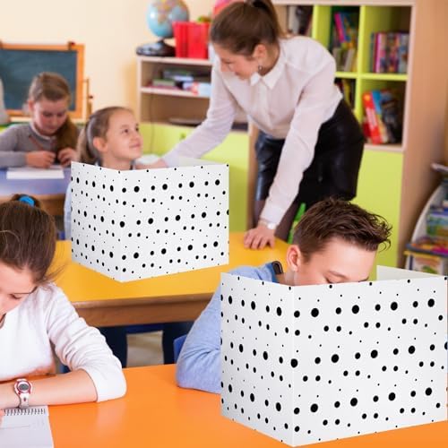24 Pcs Privacy Folders for Students Testing, Black Dots, Black White - Image 4