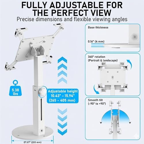 Secure Desk Tablet Kiosk Stand for 10"-14" iPad Pro Air and Samsung Tablets - Image 4