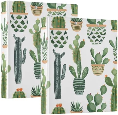 ALAZA Cactus Cacti Boho 3 Ring Binder Set 1.5 Inch Three Ring Office Binders w/clipboard & 3 Pockets, Hold 200 Sheets by ALAZA