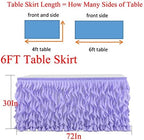Leegleri Lavender Purple Curly Willow Tulle Tutu Table Skirt for Rectangle or Round Table,Ruffle Table Skirts for Mermaid Party Baby Shower Decoration(L 6(ft)*H 30in table skirt) - Image 4