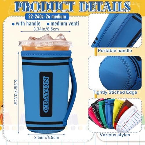 Silifine 8 Pcs Teacher Gifts Iced Coffee Sleeves, Pattern - Image 2