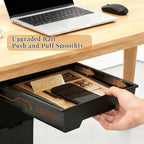 2 Pack 10.91"x 8.23" Under Desk Drawer Storage Organizer, Durable PC Material Self-Adhesive with Slide Out Rail, Hidden Hanging Desk Drawer for Office Supplies, Stationery, No Drilling Install, Black - Image 3