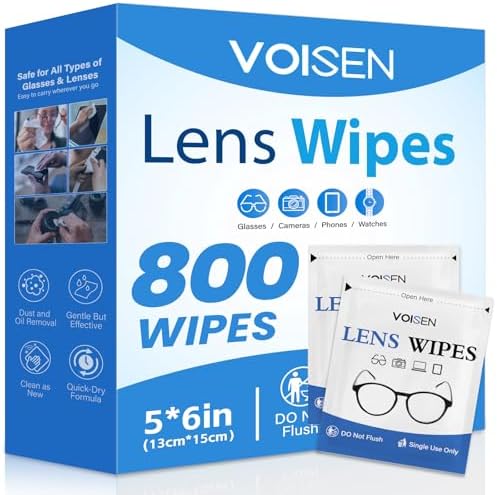 VOISEN Lens Wipes for Eyeglasses,800 Pack Eye Glasses Cleaner Wipes by VOISEN