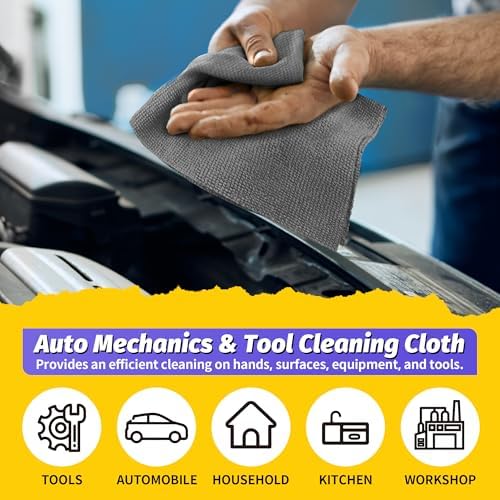 Microfiber Cleaning Cloth,150 Pack Grey Cleaning Rags, Bulk All-Purpose Lint-Free Shop Towels Wipes, Commercial Micro Fiber Cleaning Towels Washcloth for Car Garage Housekeeping 11.5"*11.5" - Image 5