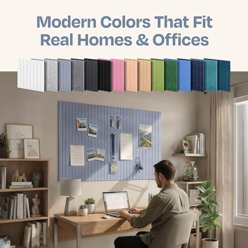 X-Large Cork Board Alternative 12-Pack Felt Bulletin Board Thick and Decorative Pin Board for Home Office Walls 47.24 x 35.43 Inches with 72 Adhesive Tabs - [Dusky Gray] - Image 6