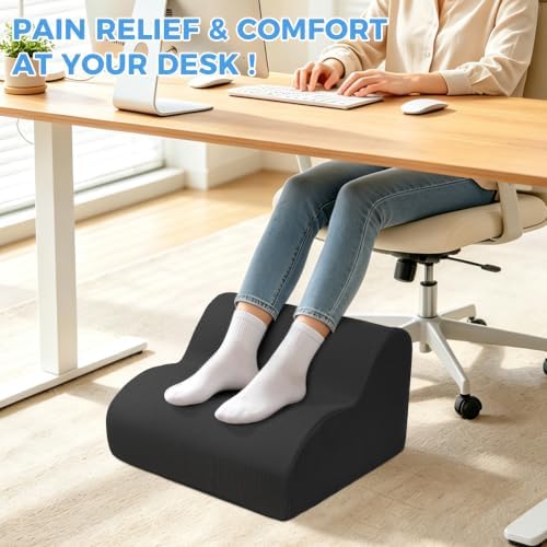 26D Foot Rest for Under Desk at Work, Ergonomic Memory Foam, Black - Image 2