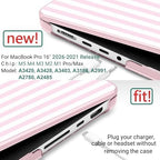 DONGKE Compatible with MacBook Pro 16 Inch Case (2026-2021 Release, M5 M4 M3 M2 M1 Pro/Max Chip), Plastic Hard Shell with Keyboard Cover & Screen Protector for MacBook Pro 16", Pink & White Stripes - Image 2