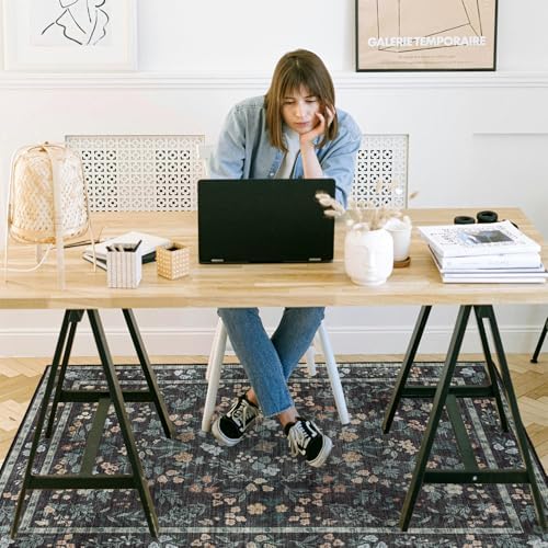chakme Office Chair Mat for Hardwood Floor, 48"x36" Easy Glide Computer Desk Mat Protector for Rolling Chair Under Desk Rug Nonslip Backing, Machine Wash, (Floral) - Image 2