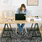 chakme Office Chair Mat for Hardwood Floor, 60"x45" Easy Glide Computer Desk Mat Protector for Rolling Chair Under Desk Rug Nonslip Backing, Machine Wash, (Floral) - Image 2